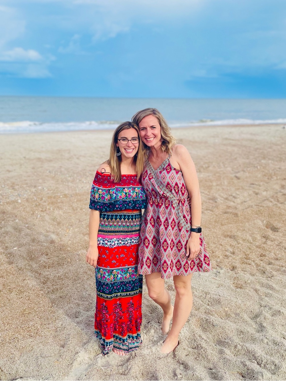 Altar'd State Red Multicolor Boho Off-Shoulder Maxi Dress